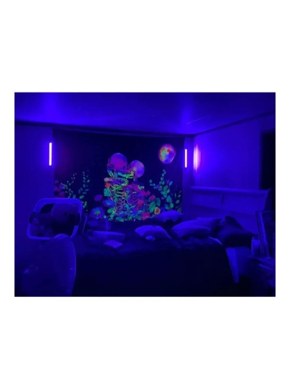 2 Pc Black Light Bar 10W 1ft LED UV Lights Glow Parties Fluorescent Poster Body